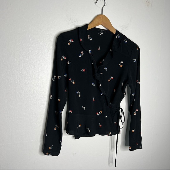 Rails Simone Wrap Blouse in Black Kyoto Floral Sz M - Picture 2 of 7